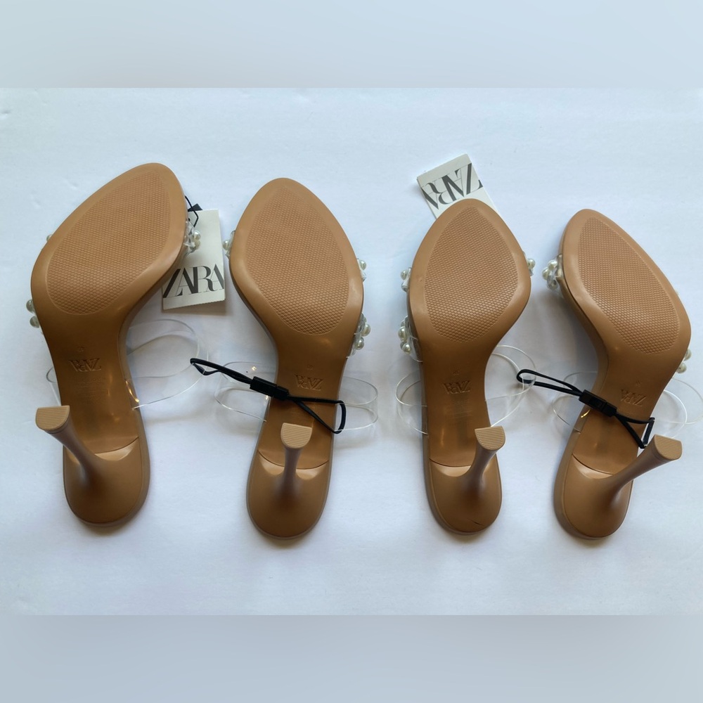 ZARA HEELED VINYL SANDALS WITH FAUX PEARLS - Picture 10 of 10